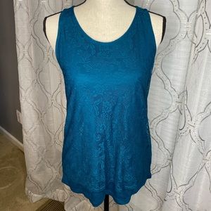 Loft Turquoise Lace Shell.